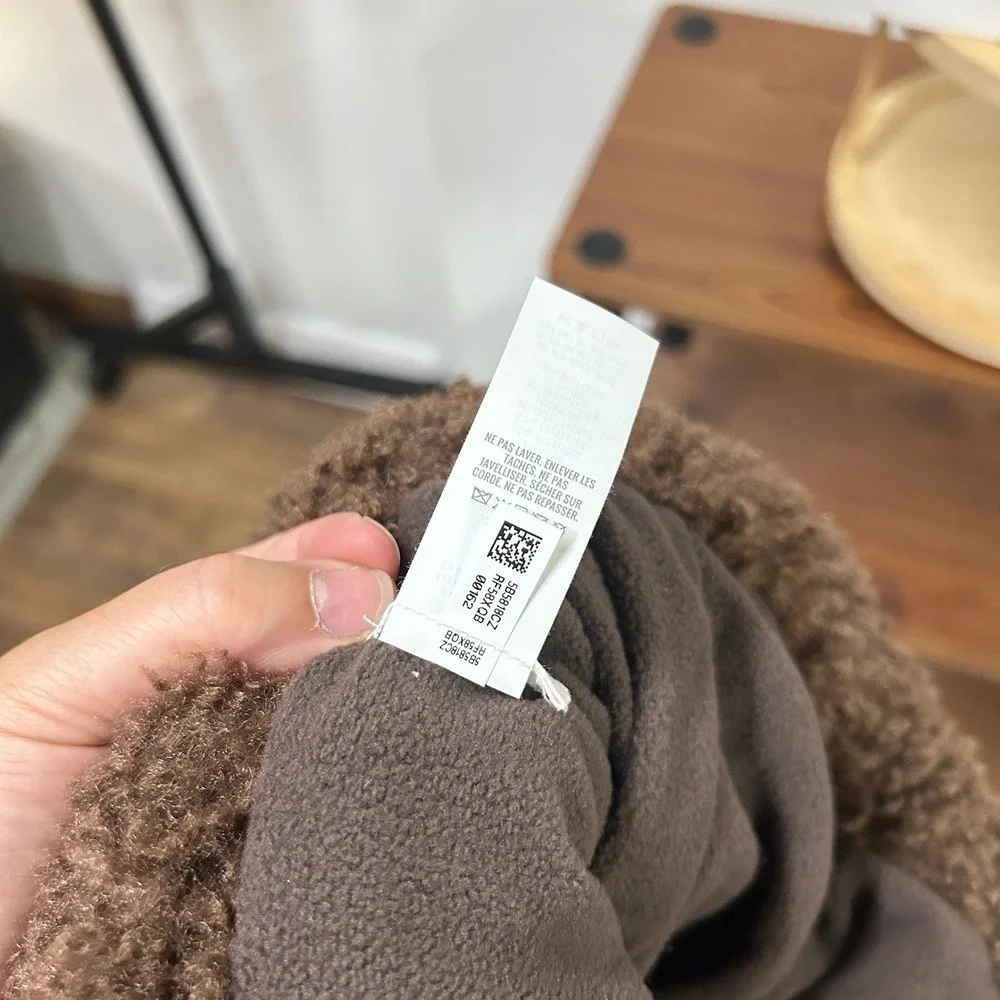 Aerie Faux Fur Trim Ribbed Beanie Hat One Size Brown Gorpcore Winter Cozy Hat